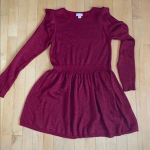Girl’s red shimmer sweater dress
